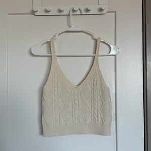 Stradivarius Beige Knit V-Neck Top